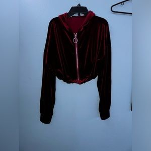 Red velvet material track suit